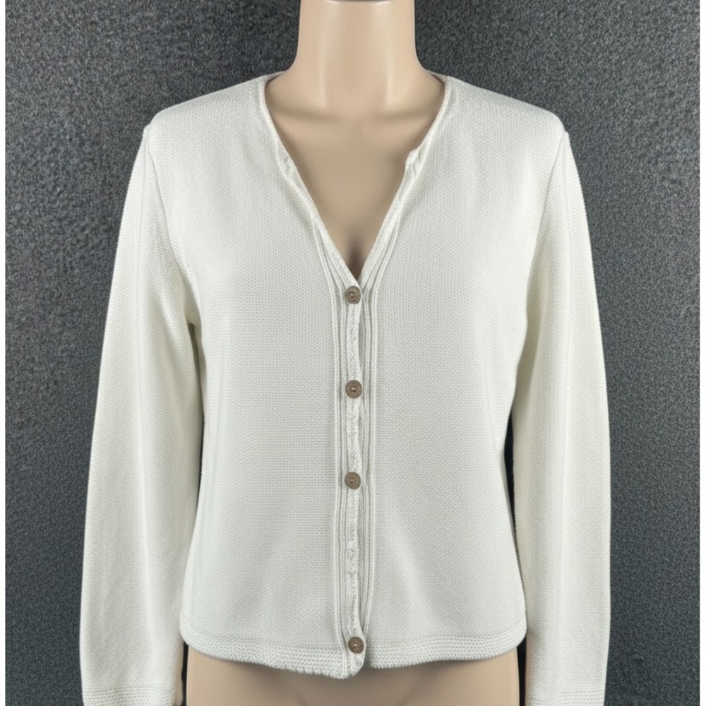 Vintage Rum Runner Women's XS Knit White Cardigan Sweater Linen‎ Cotton Blend